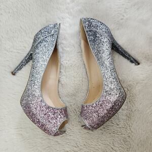 NEW Marc Fisher Harpy Glitter Ombre Platform Peep Toe Pumps 10